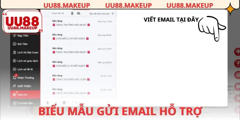 liên hệ UU88 qua Email – Mẫu phản hồi và góp ý 